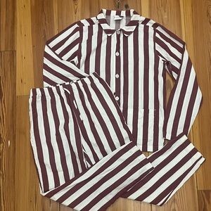 Nufferton Striped Pajamas - Maroon and White